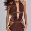 6AM Cut Out Mini Dress in Cocoa