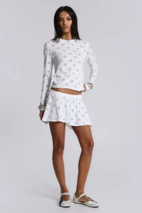 Aerea Burnout Polkadot Long Sleeve Mist Top