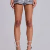 Ardor Coated Mini Denim Shorts in Silver
