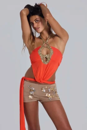 Areca Sequin Halter Top