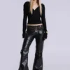 Black Carbon Black Studded Drift Bootcut Pants