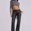 Black Cooper PU Bootcut Jeans