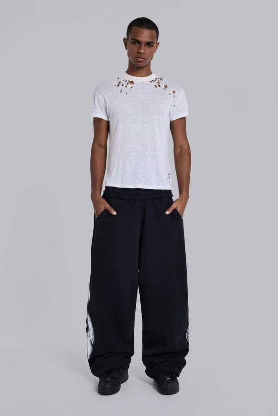 Black Gothic Print Baggy Monster Joggers