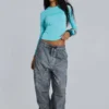 Black Oil Wash Parachute Pants