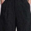 Black Pinstripe Goliath Baggy Shorts