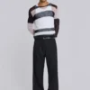 Black Stacked Bootcut Suit Pants