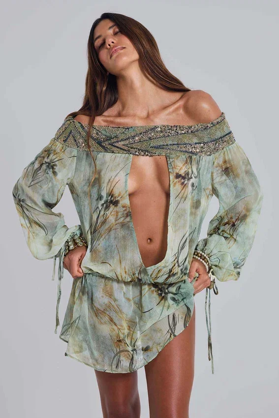 Breccia Embellished Mini Dress