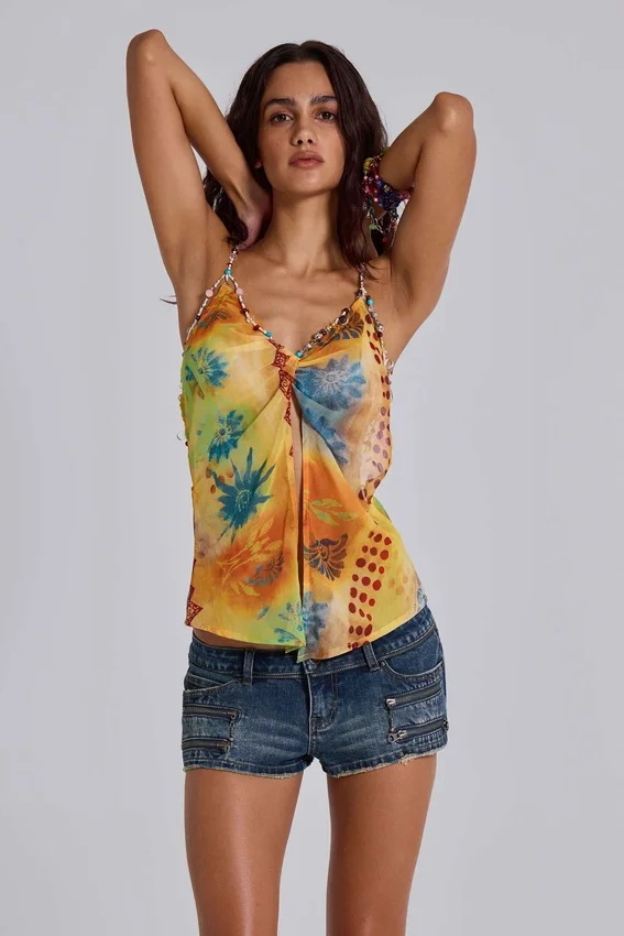 Brilar Beaded Chiffon Top