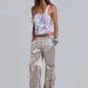 Briony Studded Satin Cargo Trousers