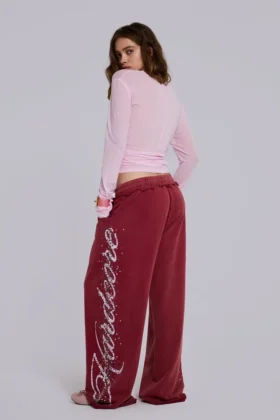 Burgundy Hardcore Jewel Monster Joggers