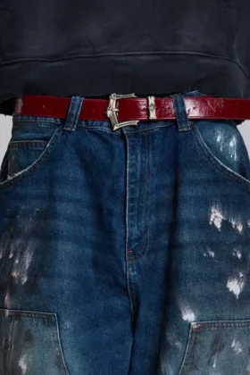 Burgundy Strike Metal Belt