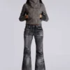 Cera Clasp PU Leather Funnel Jacket
