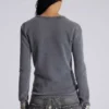 Charcoal Waffle Henley Top