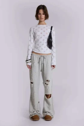 Cleo Distressed Slouchy Bootcut Jogger