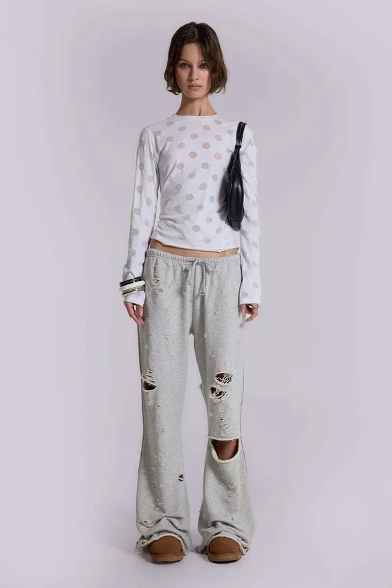 Cleo Distressed Slouchy Bootcut Jogger
