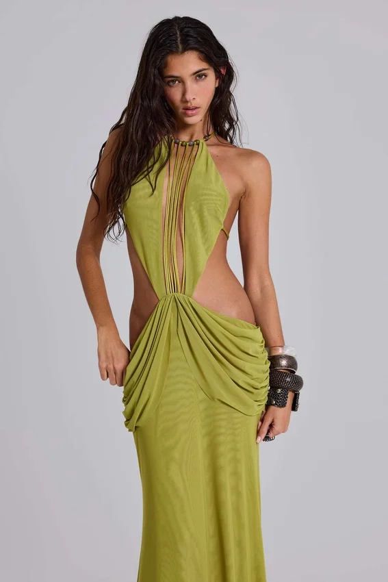 Darlyn Draped Backless Maxi Dress