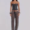 Deva Sequin Knit Corset Top in Midnight