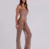Deva Sequin Knit Trousers in Sand