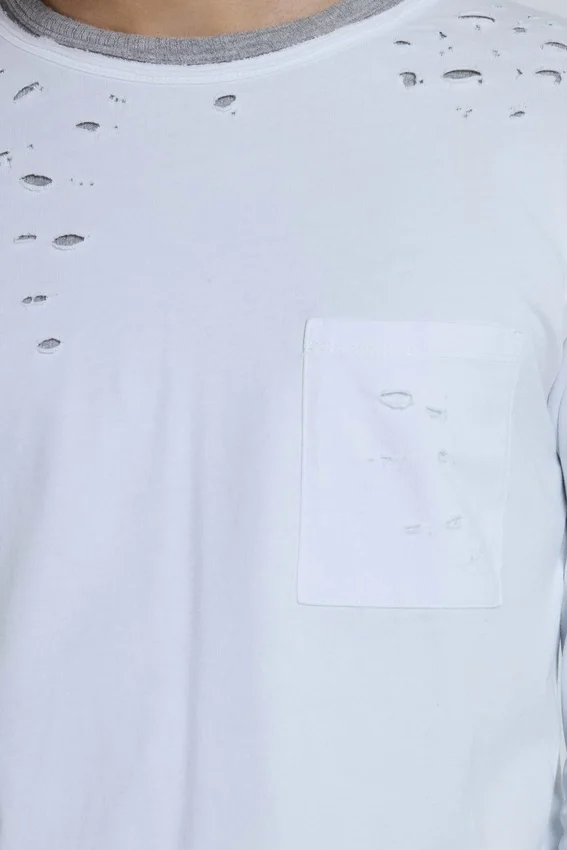 Distressed Double-Layered Waffle Top