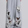 Distressed Grey Marl Baggy Monster Joggers
