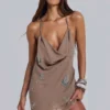 Doure Embellished Backless Mini Dress