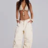 Ecru Parachute Cargo Pants