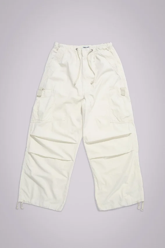 Ecru Parachute Cargo Pants