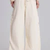 Ecru Parachute Cargo Pants