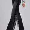 El Topo Fringe Bootcut Jeans in Black Wash