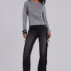 El Topo Fringe Bootcut Jeans in Black Wash