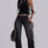 El Topo Fringe Bootcut Jeans in Black Wash
