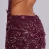 Ellora Embellished Mini Dress in Wine