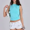 Evaryn Backless Twist Top in Turquoise