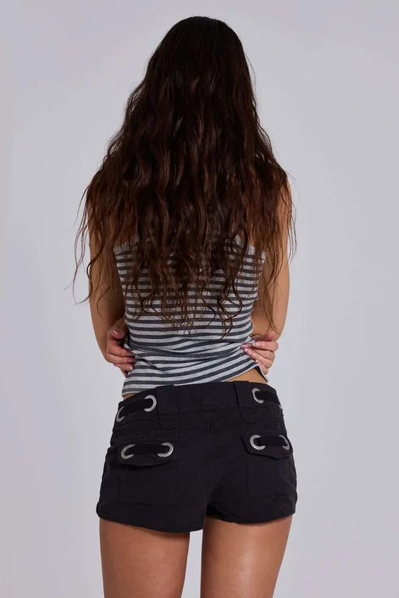 Eye Contact Vest Top With Eyelets in Stripe