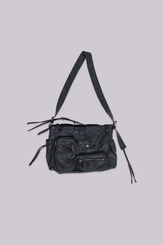 Faux Leather Utility Satchel