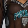Football Embellished Chiffon Top