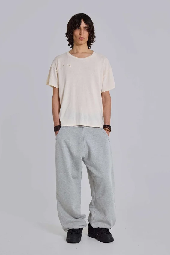 Grey Marl Cuffed Baggy Monster Joggers