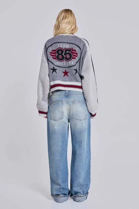 Grey Team 85 Knitted Bomber Jacket