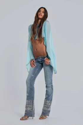 Hand-Beaded Bootcut Cooper Jeans