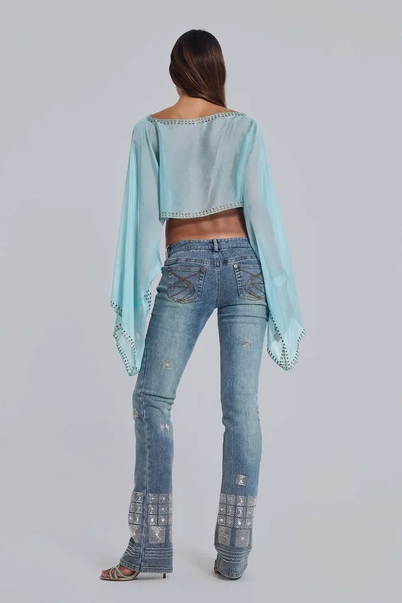 Hand-Beaded Bootcut Cooper Jeans
