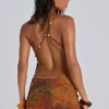Hina Backless Mini Dress With Beaded Trims