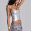 Idol Metallic Bandage Corset Top in Silver
