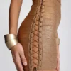 Idol Metallic Bandage Mini Dress in Bronze