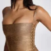 Idol Metallic Bandage Mini Dress in Bronze