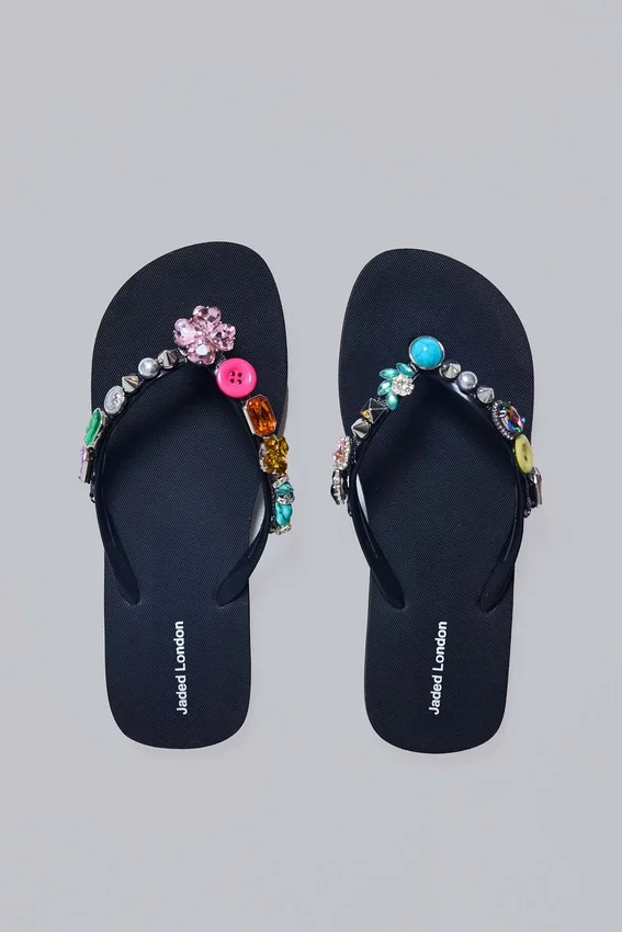 Jewel Charm Flip Flops