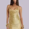 Lavinia Backless Fringe Mini Dress in Gold