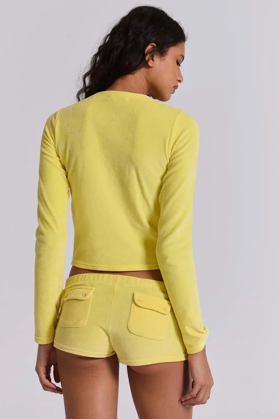 Lemon Velour Mini Shorts