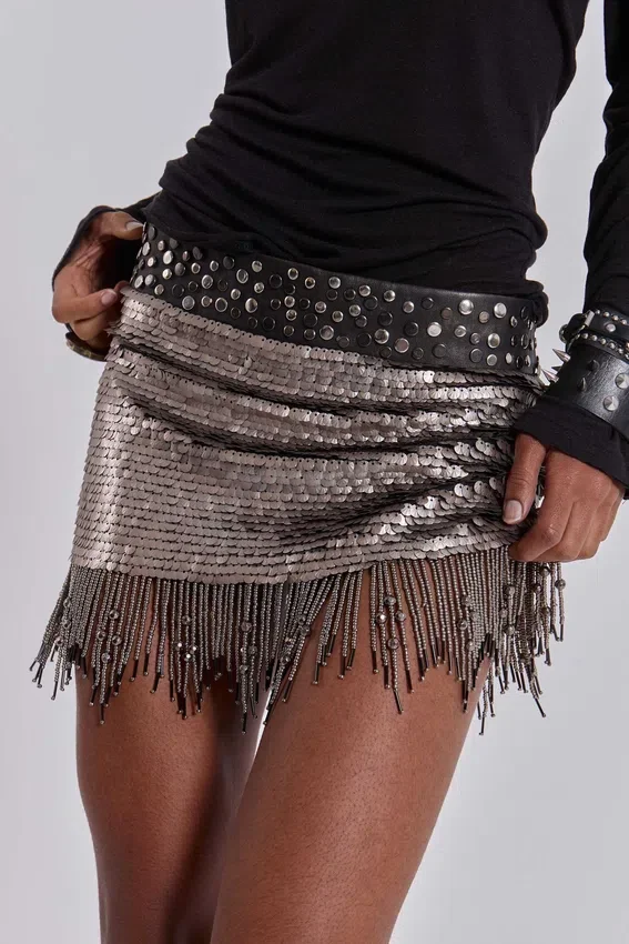 Leva Sequin Beaded Mini Skirt