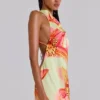 Lucia Backless Mini Dress With Flower Detail