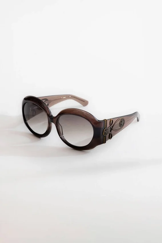 Majorette Oversized Round Sunglasses in Brown